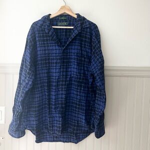 Vintage Levis Sutter Creek XL Black and Blue Cotton Button Down Checkered Shirt